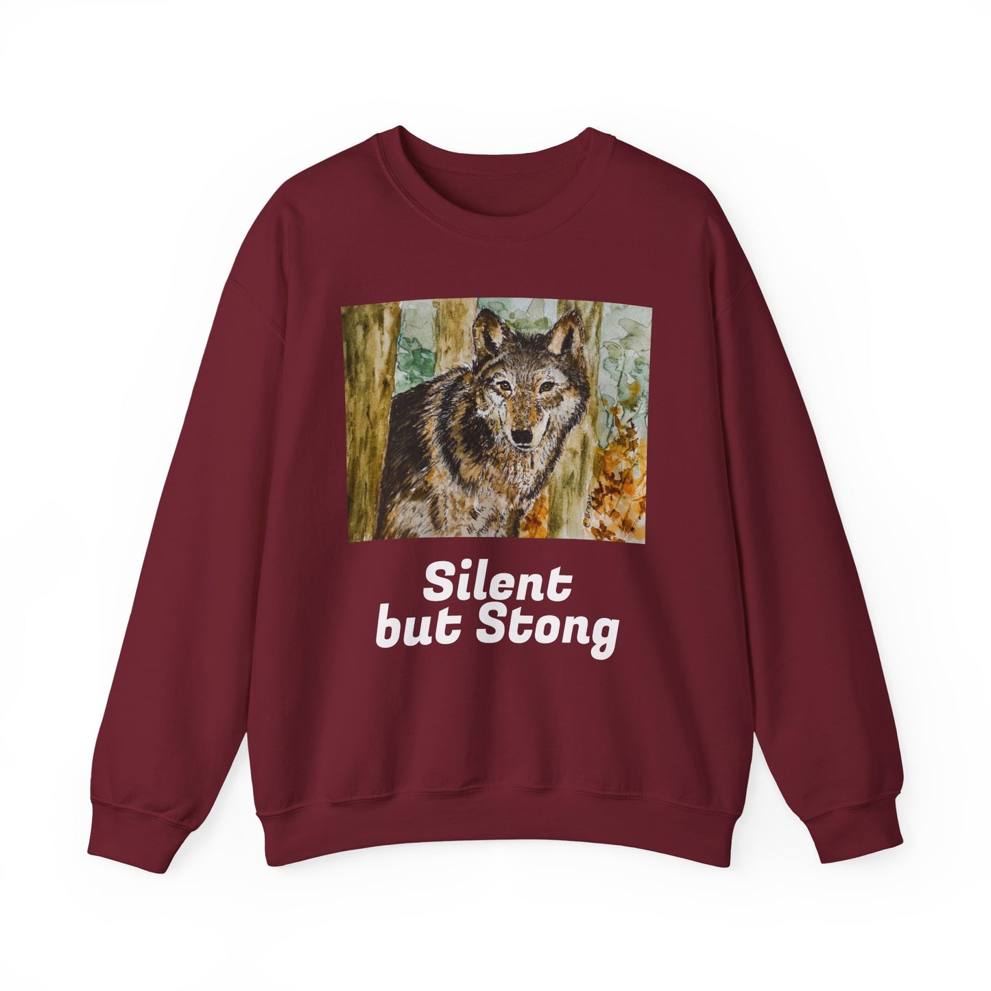 "Silent but Strong" Wolf Print Sweatshirt