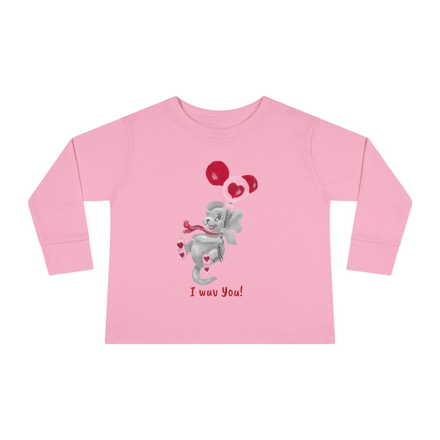 Unique Toddler Tee with Cute Itsy Mammal stating "I wuv you!"