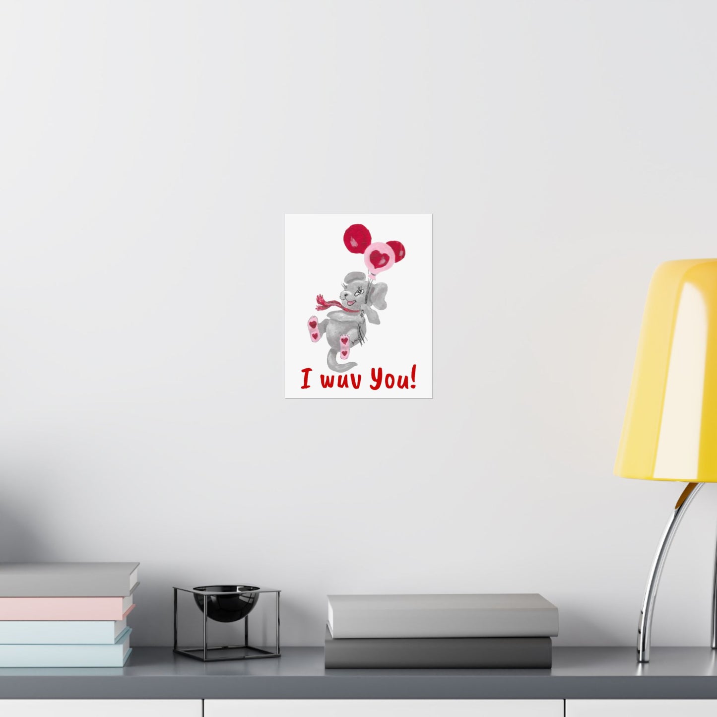Vertical Art Poster - Adorable Itsy-mammal 'I wuv You' Design