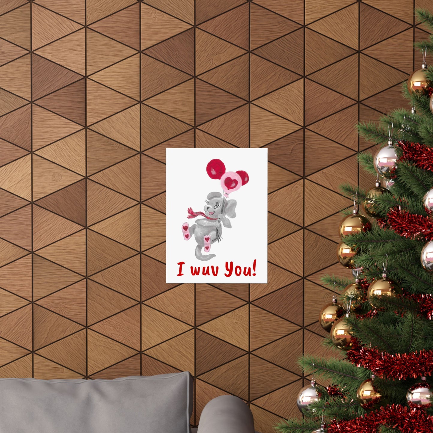 Vertical Art Poster - Adorable Itsy-mammal 'I wuv You' Design