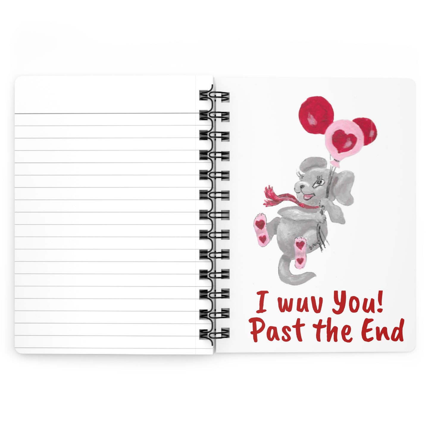 Unique Spiral Bound Journal with Humorous "I wuv You" Quote and cute ItsyMammal Depiction