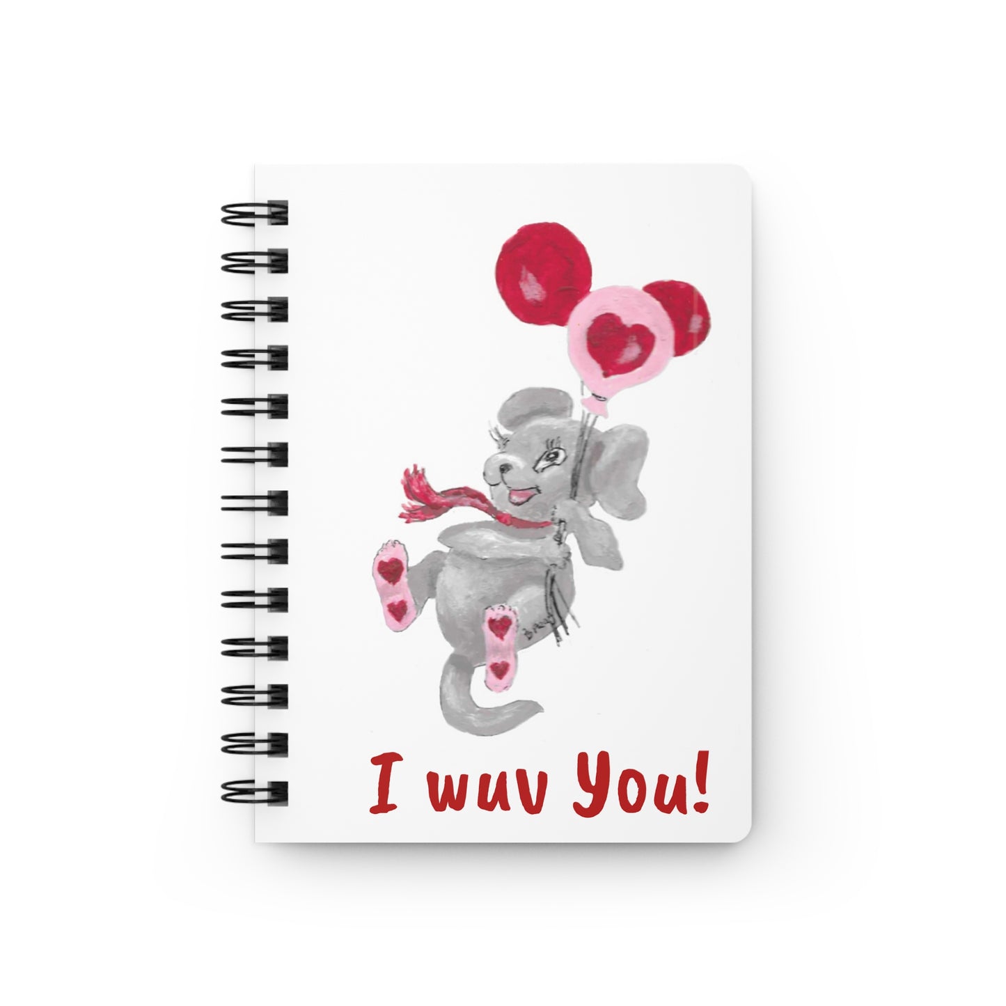 Unique Spiral Bound Journal with Humorous "I wuv You" Quote and cute ItsyMammal Depiction
