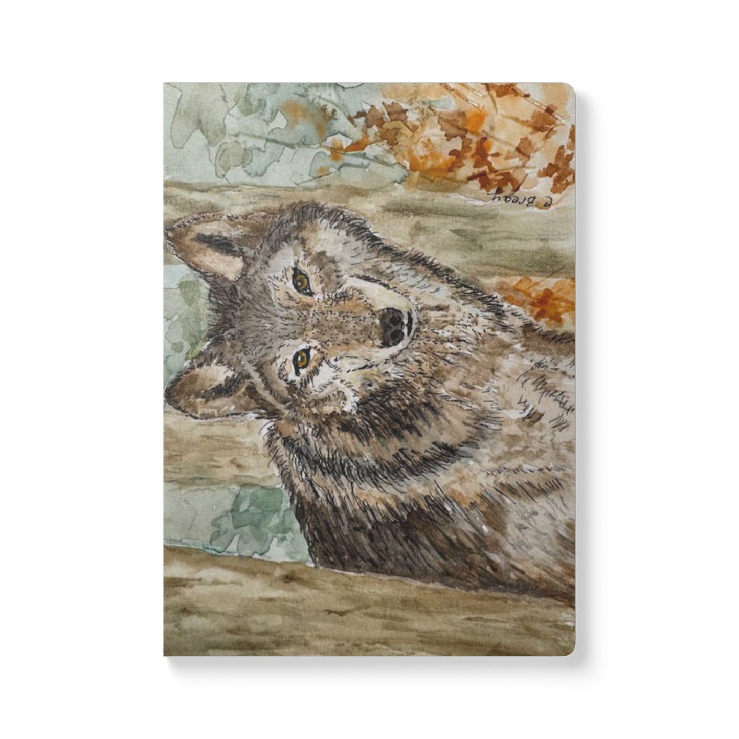 Wildlife Art Softcover Journal - Nature Lover's Notebook, Wolf Design, Eco-Friendly Gift, Sketchbook, Travel Journal, Animal Artwork