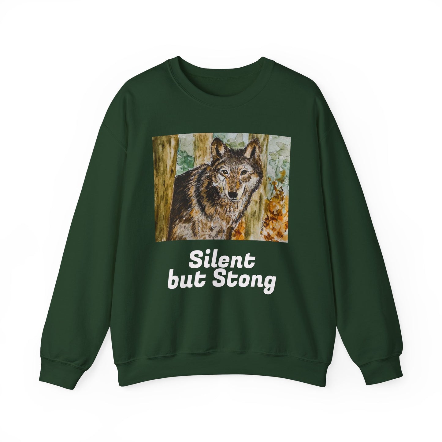 "Silent but Strong" Wolf Print Sweatshirt