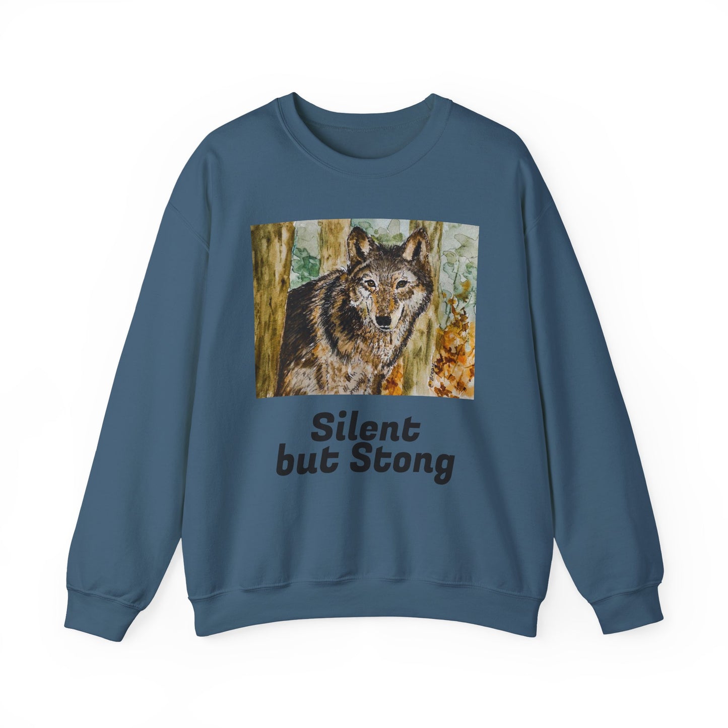 "Silent but Strong" Wolf Print Sweatshirt
