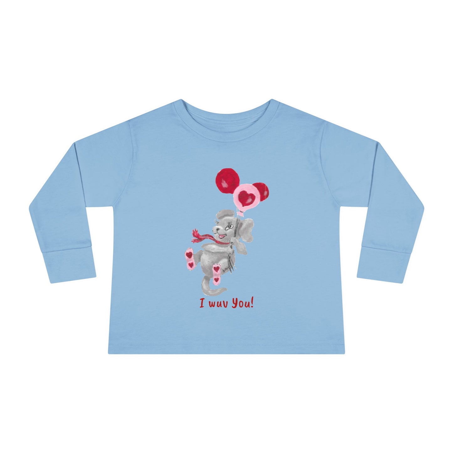 Unique Toddler Tee with Cute Itsy Mammal stating "I wuv you!"