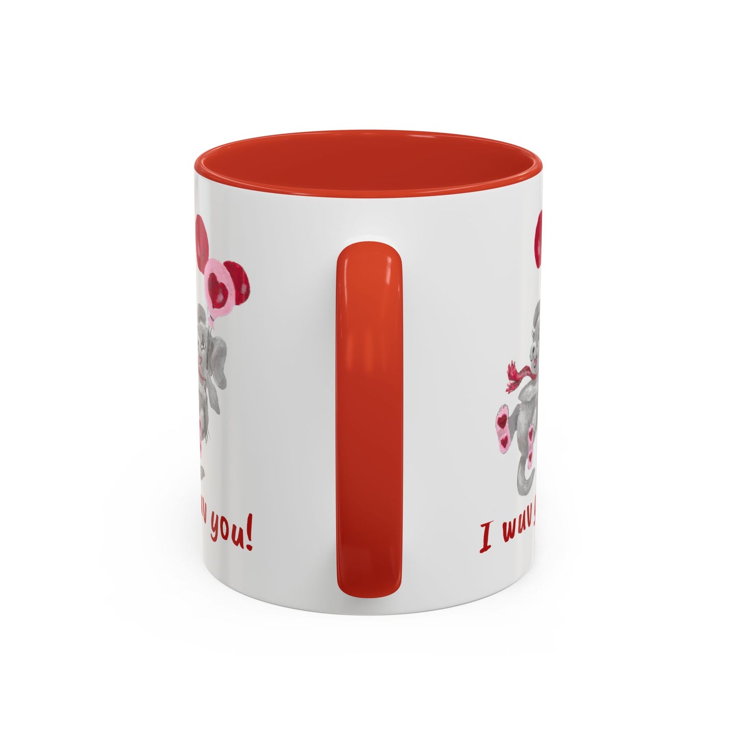 Coffee Mug - Humorous 'I wuv you!' Design with Original Itsy Mammal (11, 15oz)