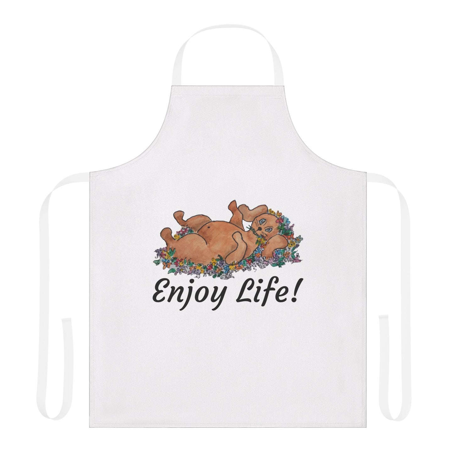 "ENJOY LIFE!" Apron, 5-Color Straps (AOP)