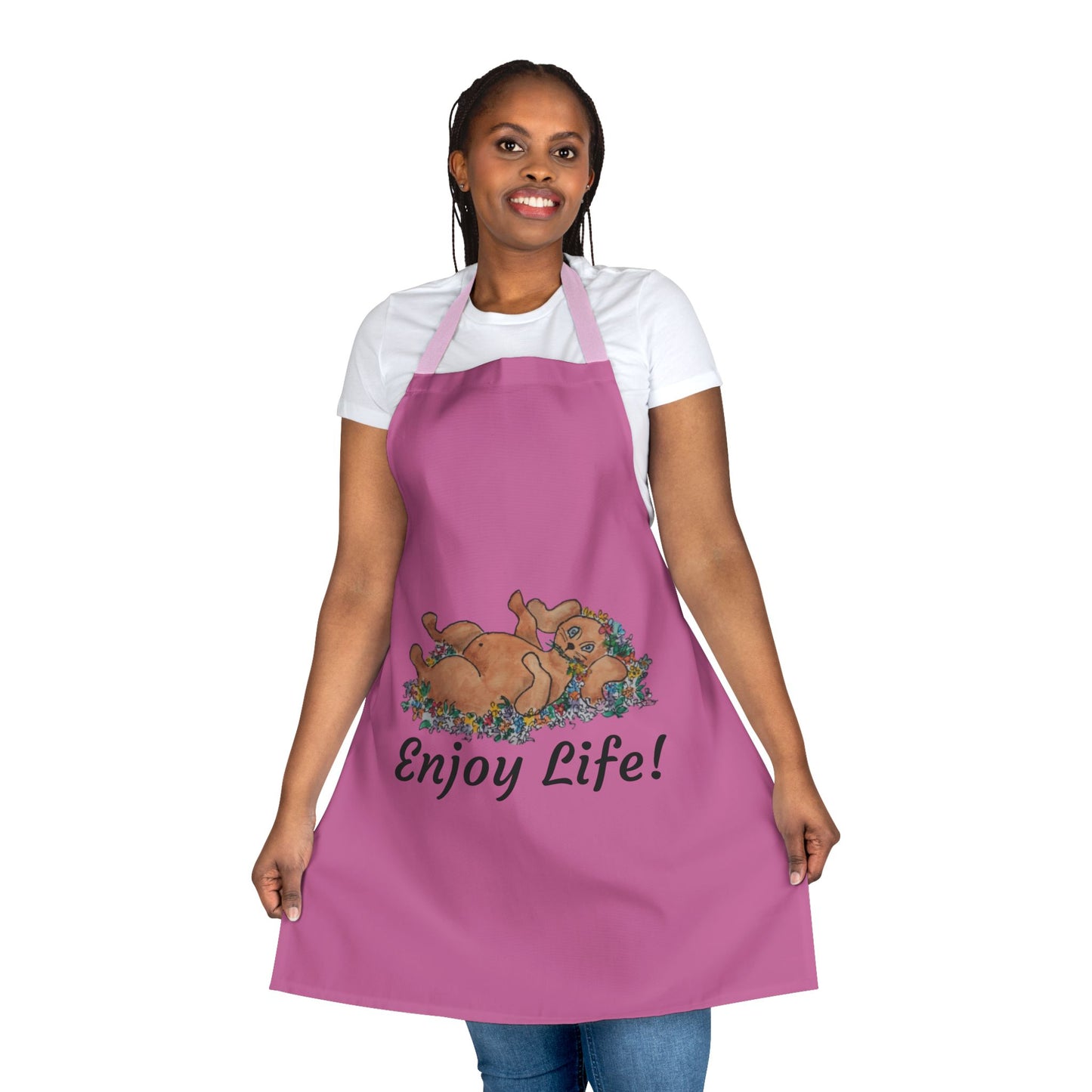 "ENJOY LIFE!" Apron, 5-Color Straps (AOP)