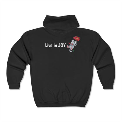 "LIVE IN JOY!" Unisex Heavy Blend™ Full Zip Hooded Sweatshirt