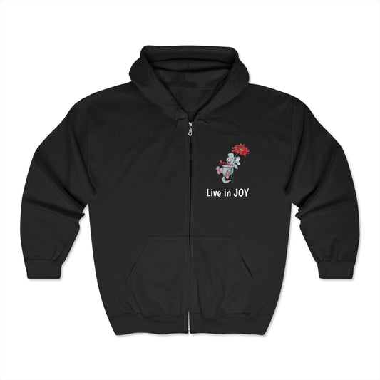 "LIVE IN JOY!" Unisex Heavy Blend™ Full Zip Hooded Sweatshirt