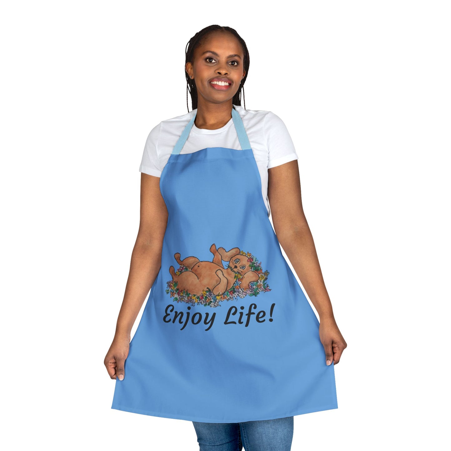 "ENJOY LIFE!" Apron, 5-Color Straps (AOP)