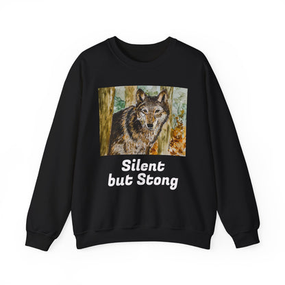 "Silent but Strong" Wolf Print Sweatshirt