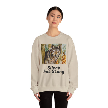 "Silent but Strong" Wolf Print Sweatshirt