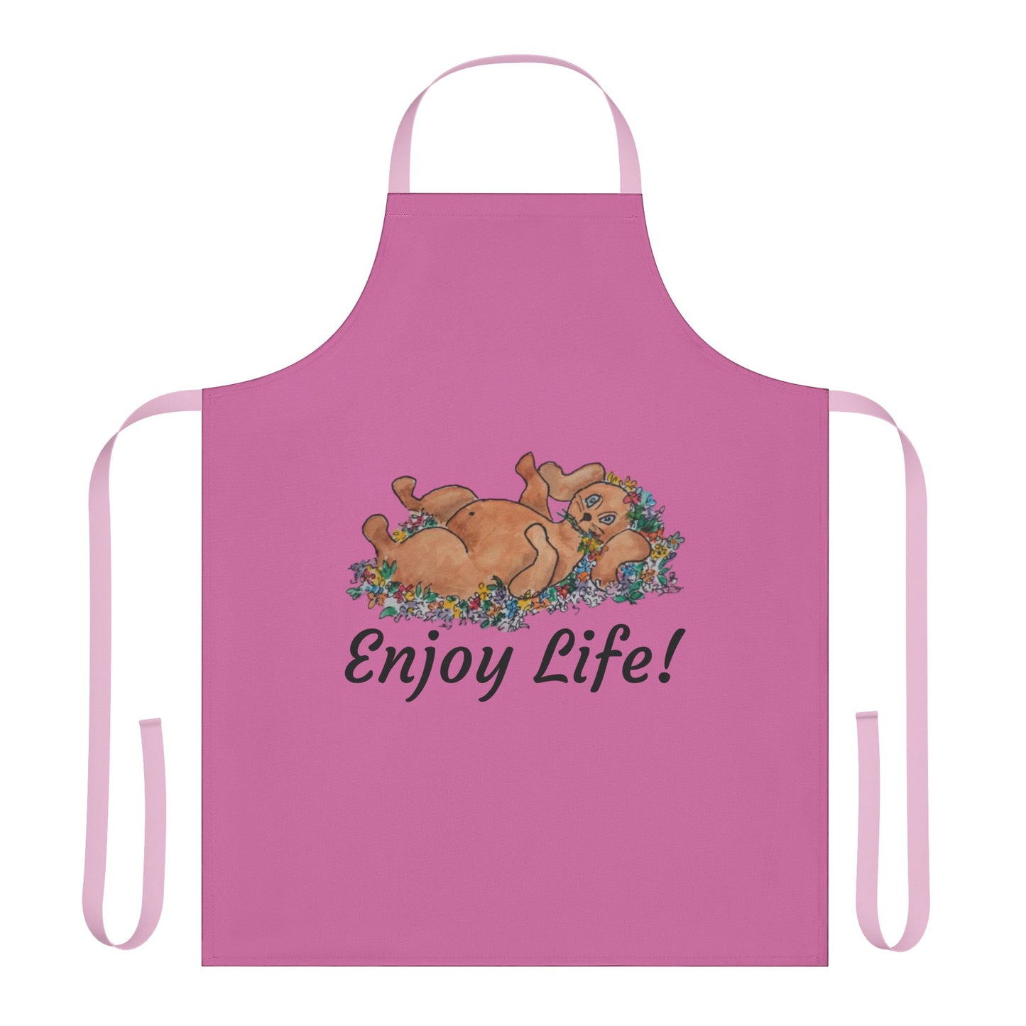 "ENJOY LIFE!" Apron, 5-Color Straps (AOP)