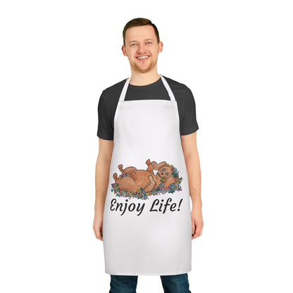 "ENJOY LIFE!" Apron, 5-Color Straps (AOP)