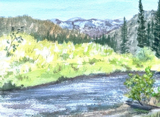 "SPRINGTIME IN THE ROCKIES": Original Plein Aire Watercolor Painting